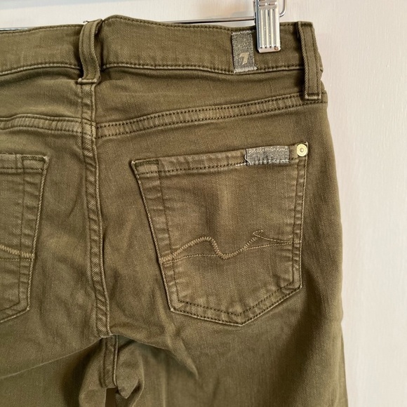 7 For All Mankind Gwenevere Women's Size 25 Olive Green Denim Ankle Skinny Jeans - Picture 4 of 7